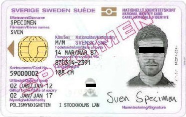 Example image of the front of an identity card