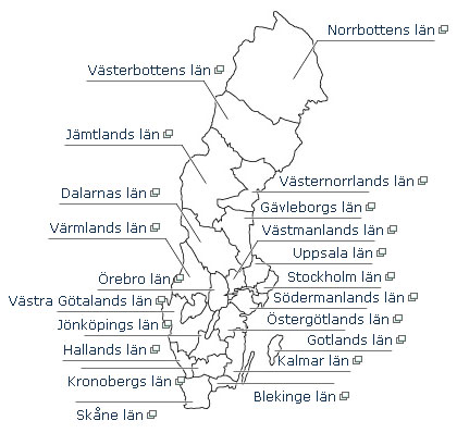 Länskarta för adresser - ideella föreningar
