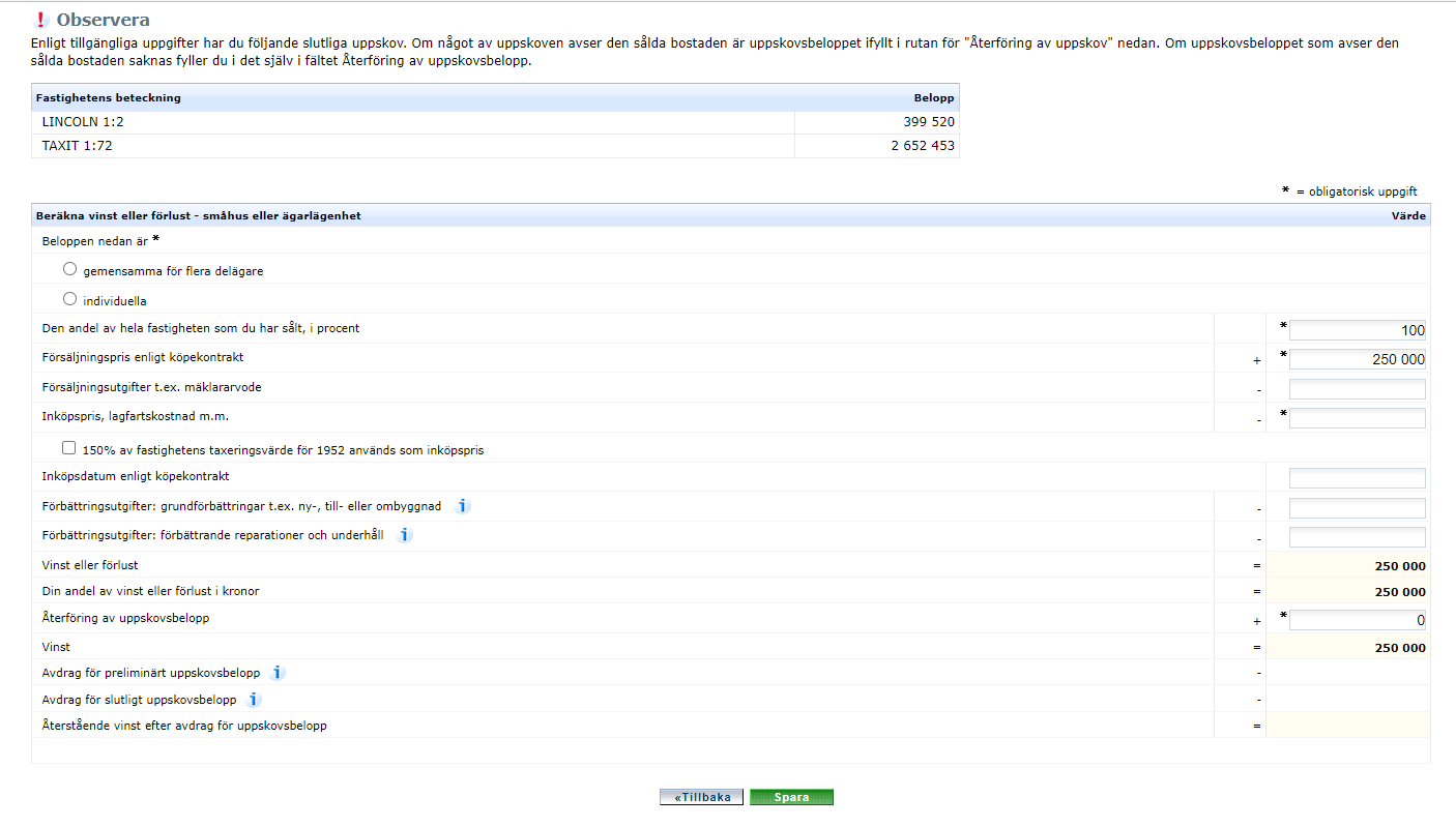 Image showing how you calculate profit or loss from the sale of a residential house or an owner-occupied flat.