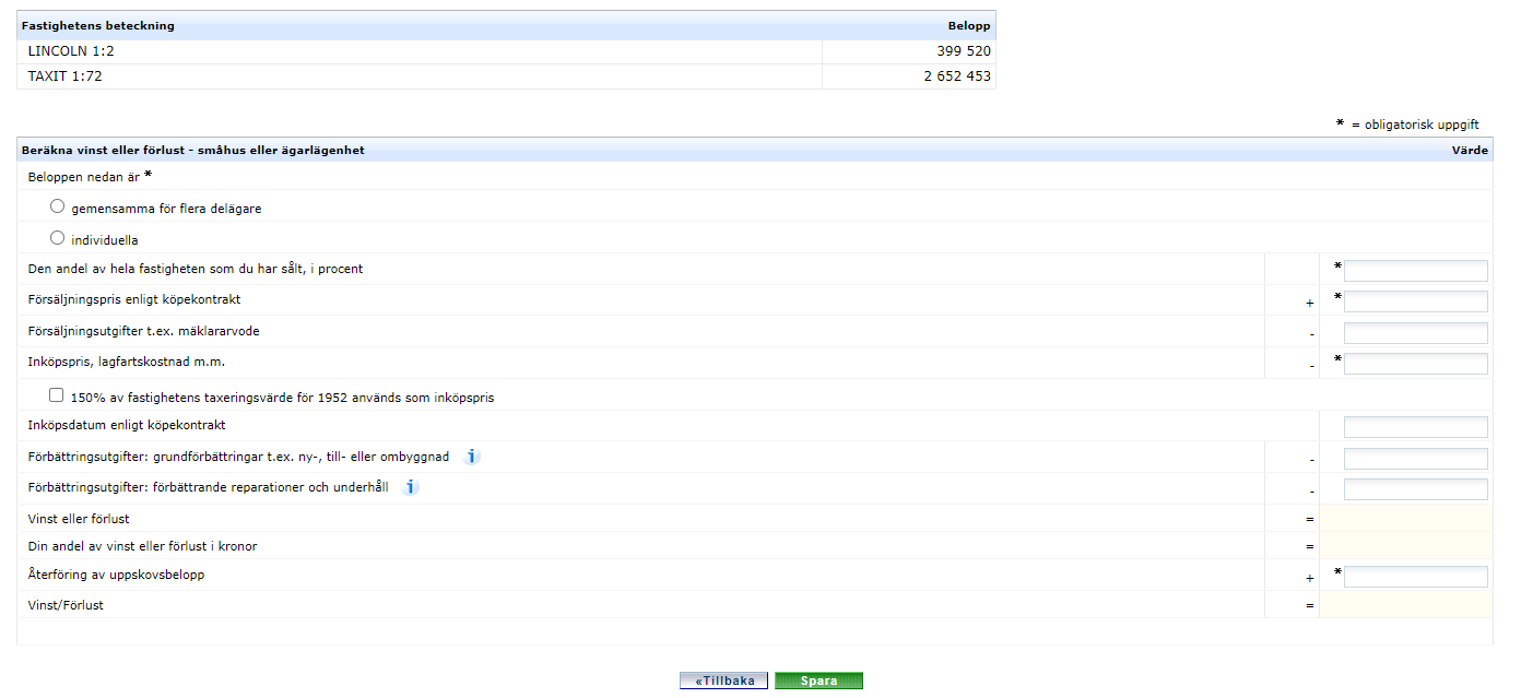 Image showing how you calculate profit or loss from the sale of a residential house or an owner-occupied flat.