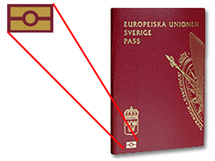 EU-pass med symbolen för biometri