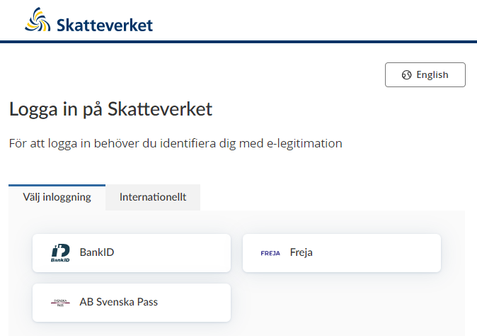 Image
showing a login page with a list of the different eIDs that can be used to log
in.