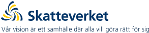 Logotyp: Skatteverket - Vår vision är ett samhälle där alla vill göra rätt för sig