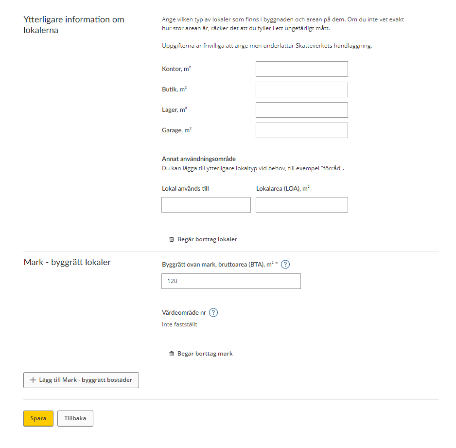 Image showing the tax return form for
information you have to provide for completed building units (see
instructions).