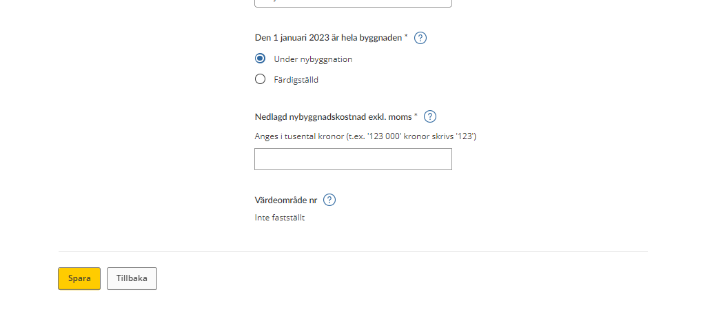 Image showing the tax return form for information you have to provide for industrial buildings under construction (see instructions).