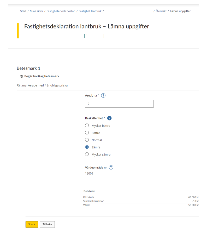 Image showing the tax return form regarding information you have to submit about pasture land (see instructions).