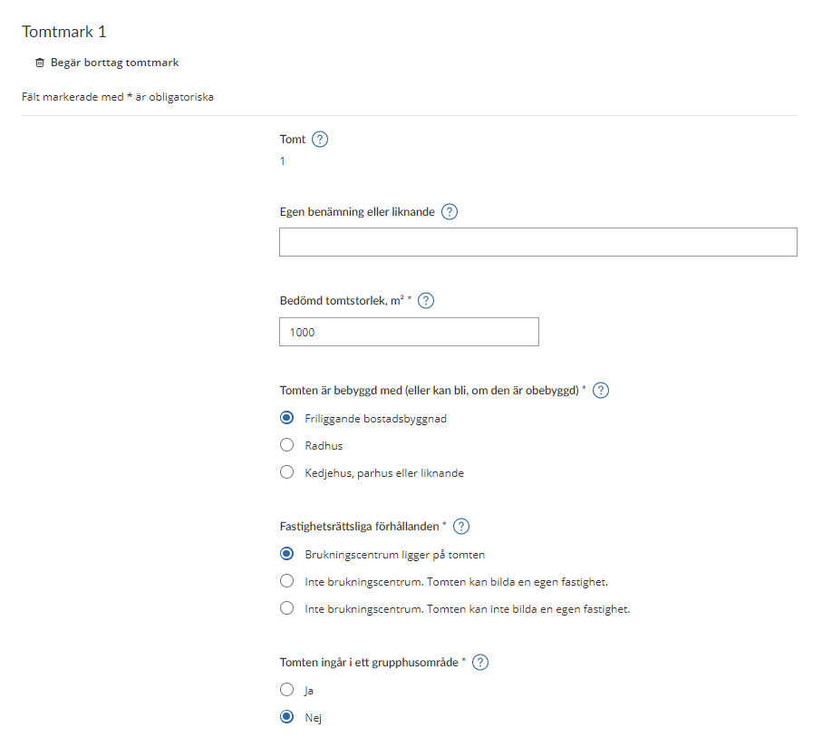 Image showing the tax return form regarding information you have to submit about land (see instructions).