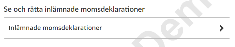 Image from the e-service showing which button to click in order to correct a previously submitted VAT return.